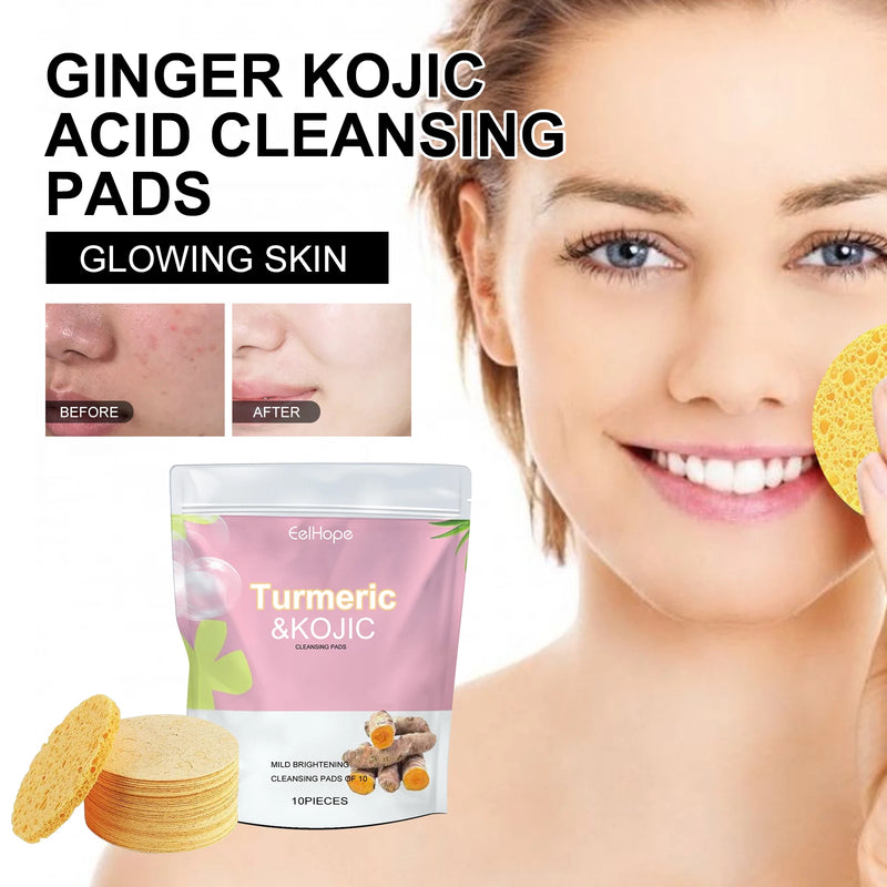 EELHOPE Turmeric Facial Cleaning Pad Deeply Remove Dirts Shrink Pores Dark Spot Remove Brightening Skin Tone Face Cleaner Pad