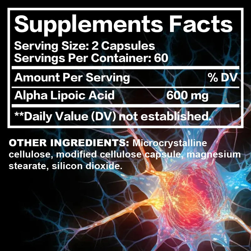 Alpha Lipoic Acid 600 Mg - Supports Antioxidant Health and Sugar Metabolism and Helps Relieve Nerve Pain - 120 Capsules