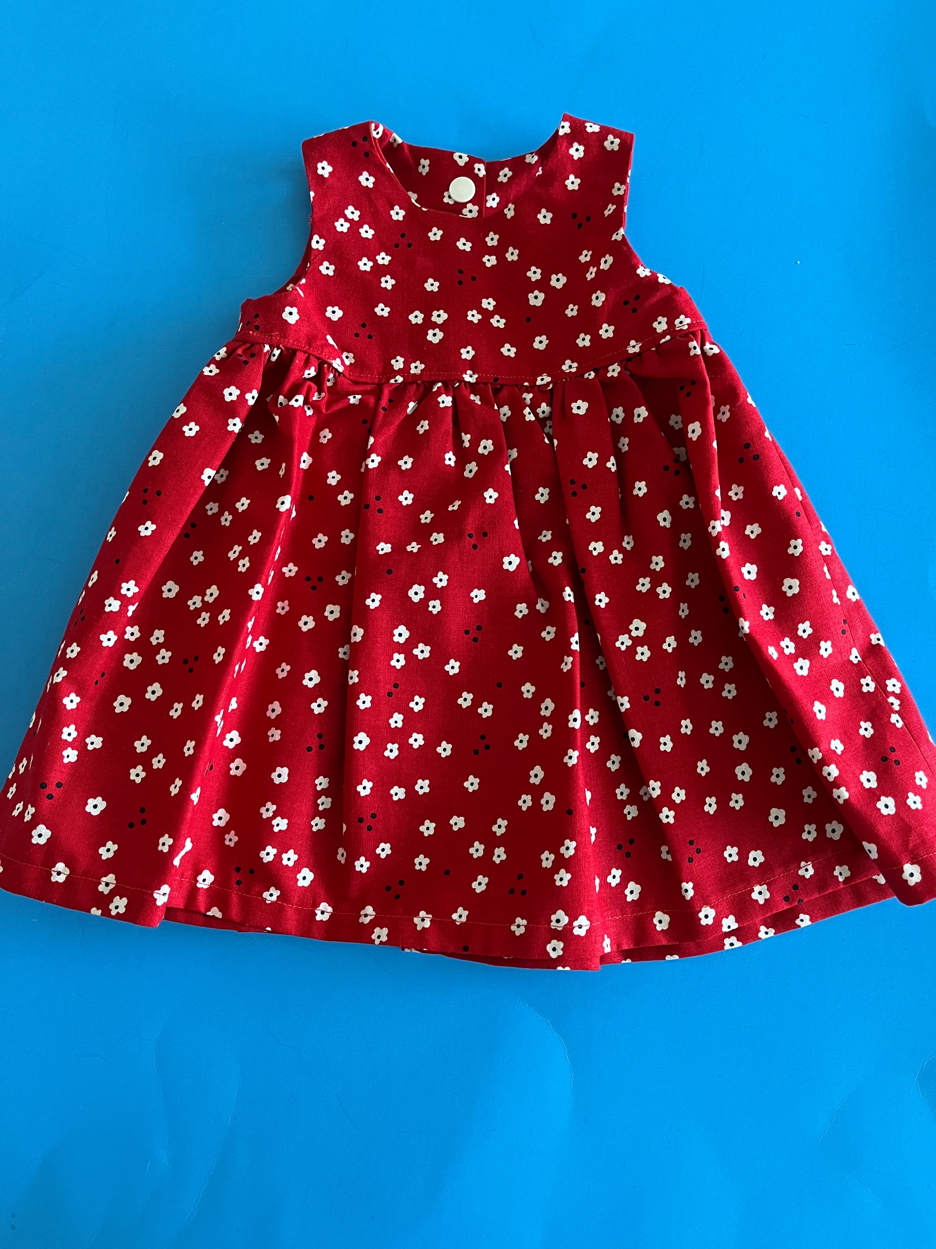 Toddler Dress, Red w/ Wh Flower