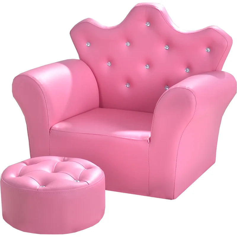 K-STAR High-quality Supplier Of Children's Furniture Sofas Korean Style Crown Pull Buckle Combination Sofa Fashionable Footstool