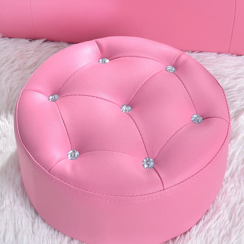 K-STAR High-quality Supplier Of Children's Furniture Sofas Korean Style Crown Pull Buckle Combination Sofa Fashionable Footstool