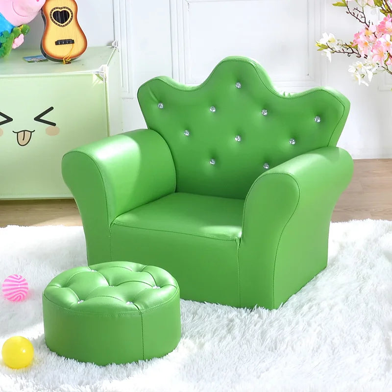K-STAR High-quality Supplier Of Children's Furniture Sofas Korean Style Crown Pull Buckle Combination Sofa Fashionable Footstool