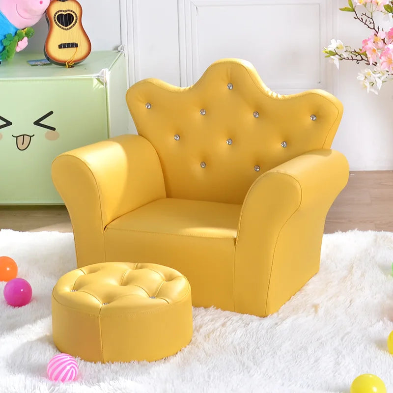 K-STAR High-quality Supplier Of Children's Furniture Sofas Korean Style Crown Pull Buckle Combination Sofa Fashionable Footstool