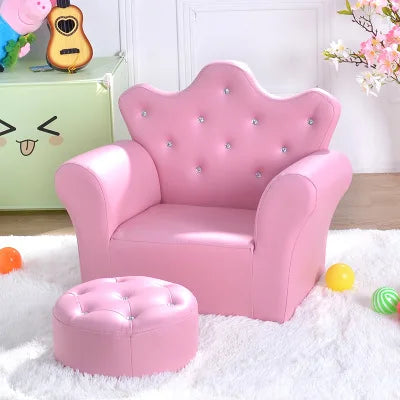 K-STAR High-quality Supplier Of Children's Furniture Sofas Korean Style Crown Pull Buckle Combination Sofa Fashionable Footstool