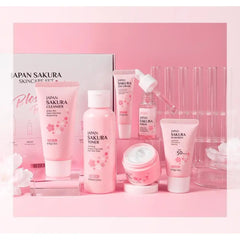 Japan Sakura Skin Care Set – 6-in-1 Beauty Gift Set for Women | Cleanser, Toner, Lotion, Serum, Eye Cream & Face Cream | Travel Size Kit