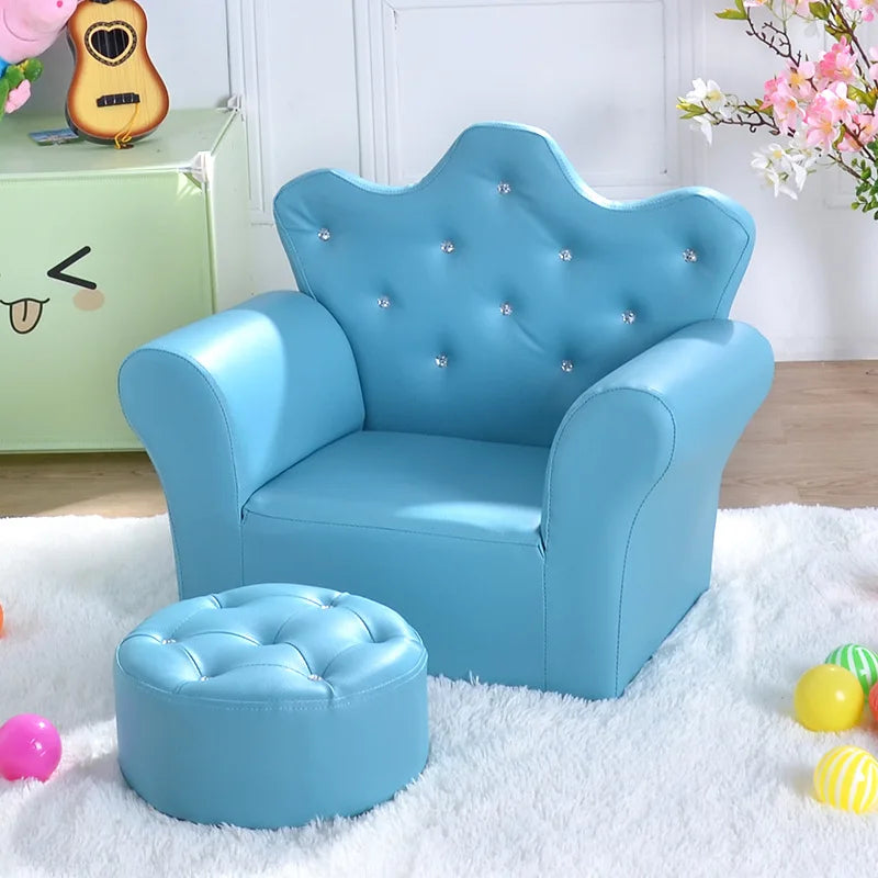 K-STAR High-quality Supplier Of Children's Furniture Sofas Korean Style Crown Pull Buckle Combination Sofa Fashionable Footstool