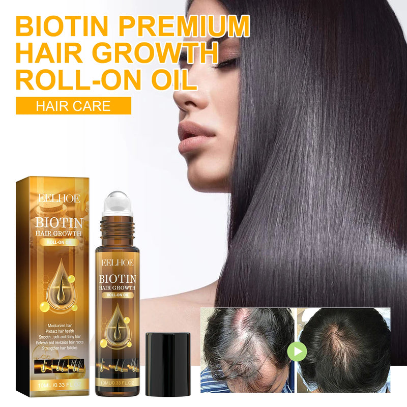 EELHOE Biotin Hair Growth Roll-On Oil | Nourishing Anti-Hair Loss Serum for Smooth & Glossy Hair – 10ml
