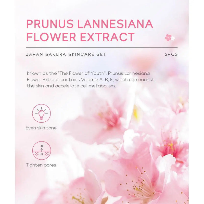 Japan Sakura Skin Care Set – 6-in-1 Beauty Gift Set for Women | Cleanser, Toner, Lotion, Serum, Eye Cream & Face Cream | Travel Size Kit