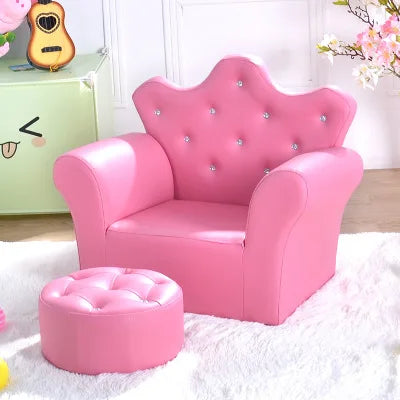 K-STAR High-quality Supplier Of Children's Furniture Sofas Korean Style Crown Pull Buckle Combination Sofa Fashionable Footstool