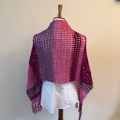 Crocheted, Wrap, Open Weave, Magenta/Pink