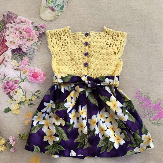 Crochet and Fabric Infant Dress, Aloha