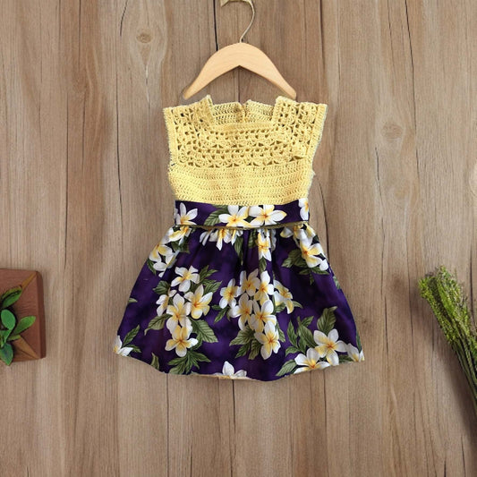 Crochet and Fabric Infant Dress, Aloha