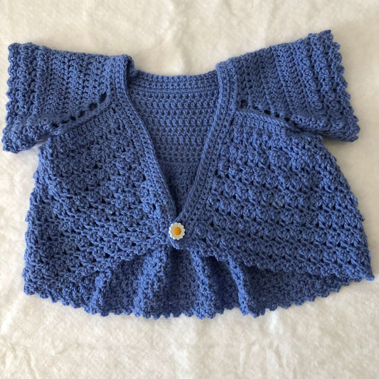 Handmade Crocheted, Child's Shrug, Flutter Sleeve