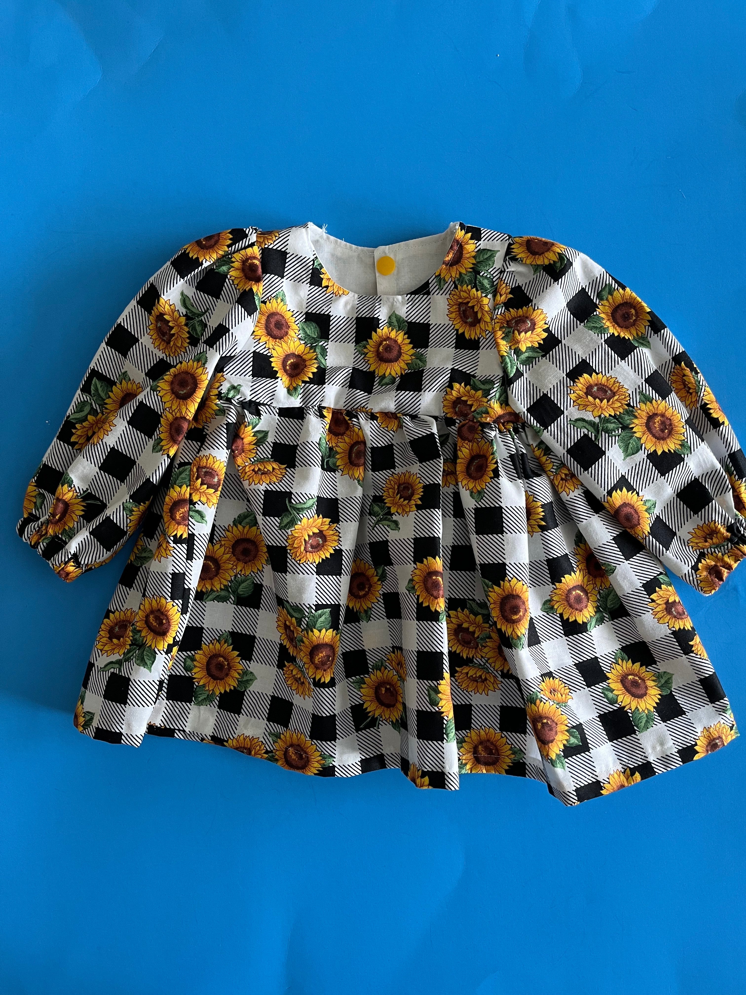 Infant Dress, Sunflowers, LS