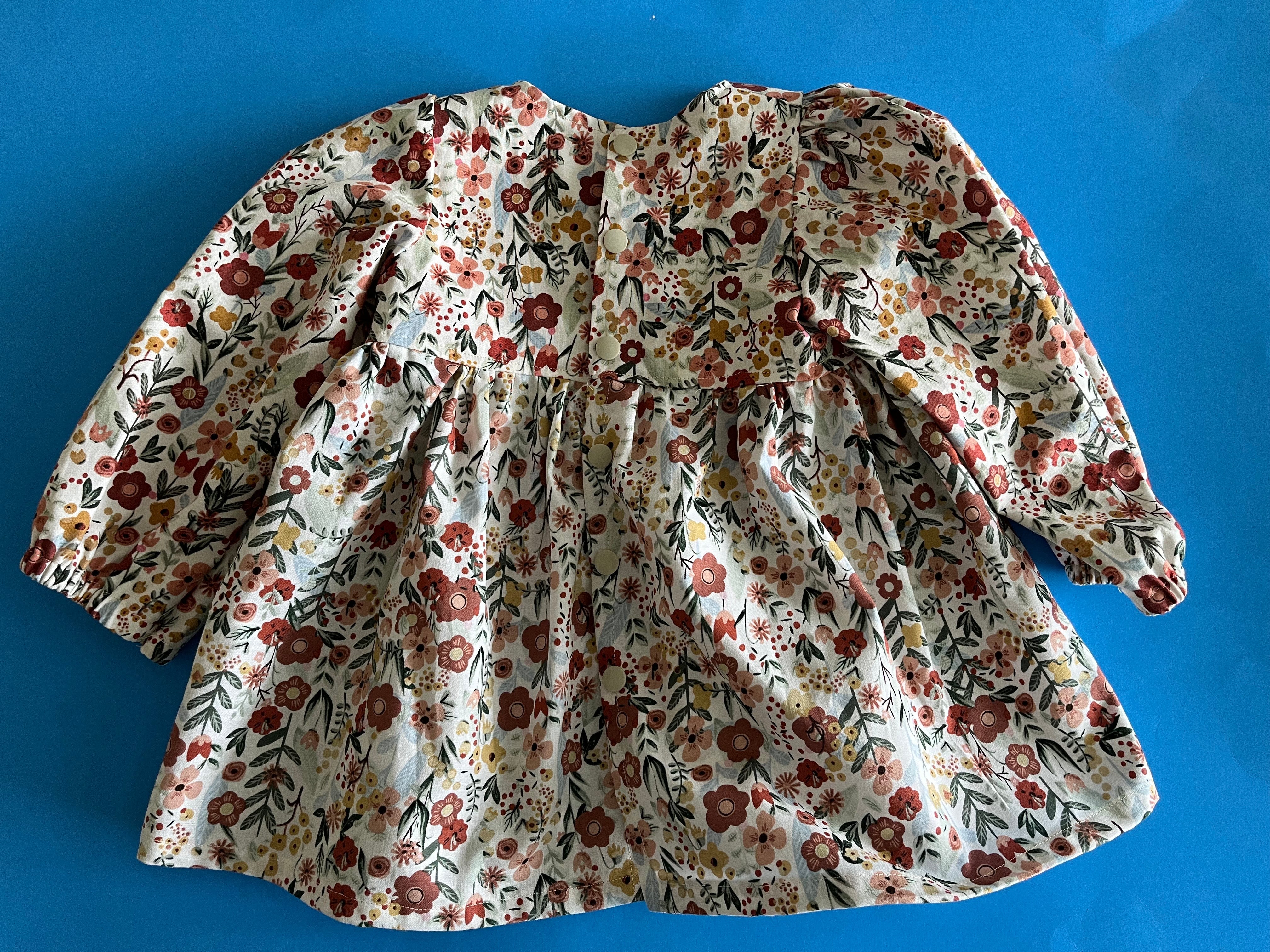 Infant Dress, Rust/Gold Flowers