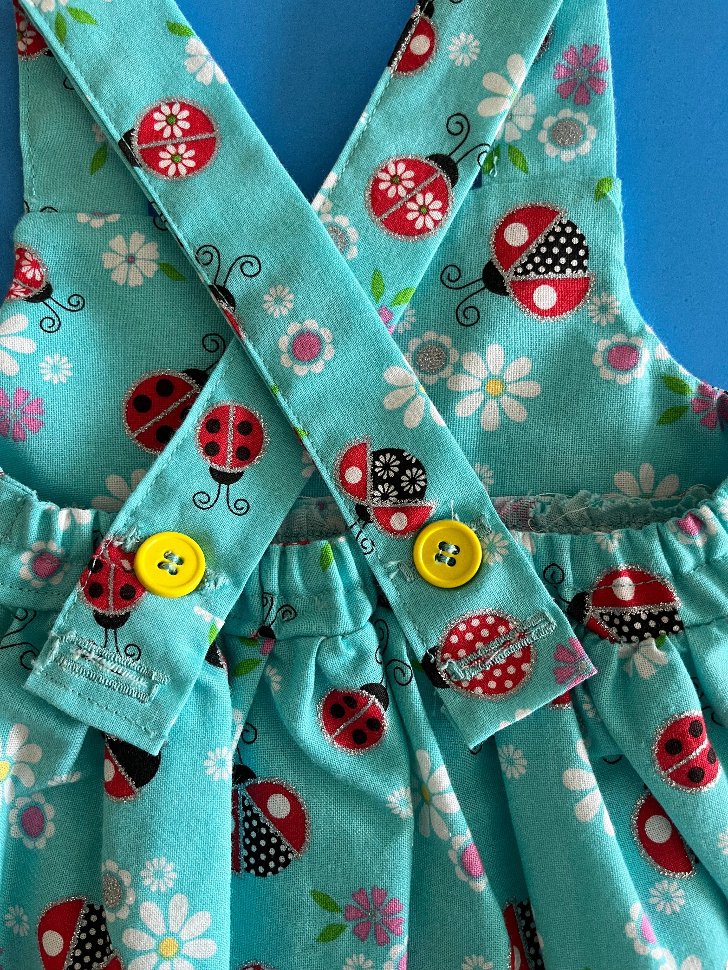 Infant Sundress, Blue/Sparkle LadyBugs