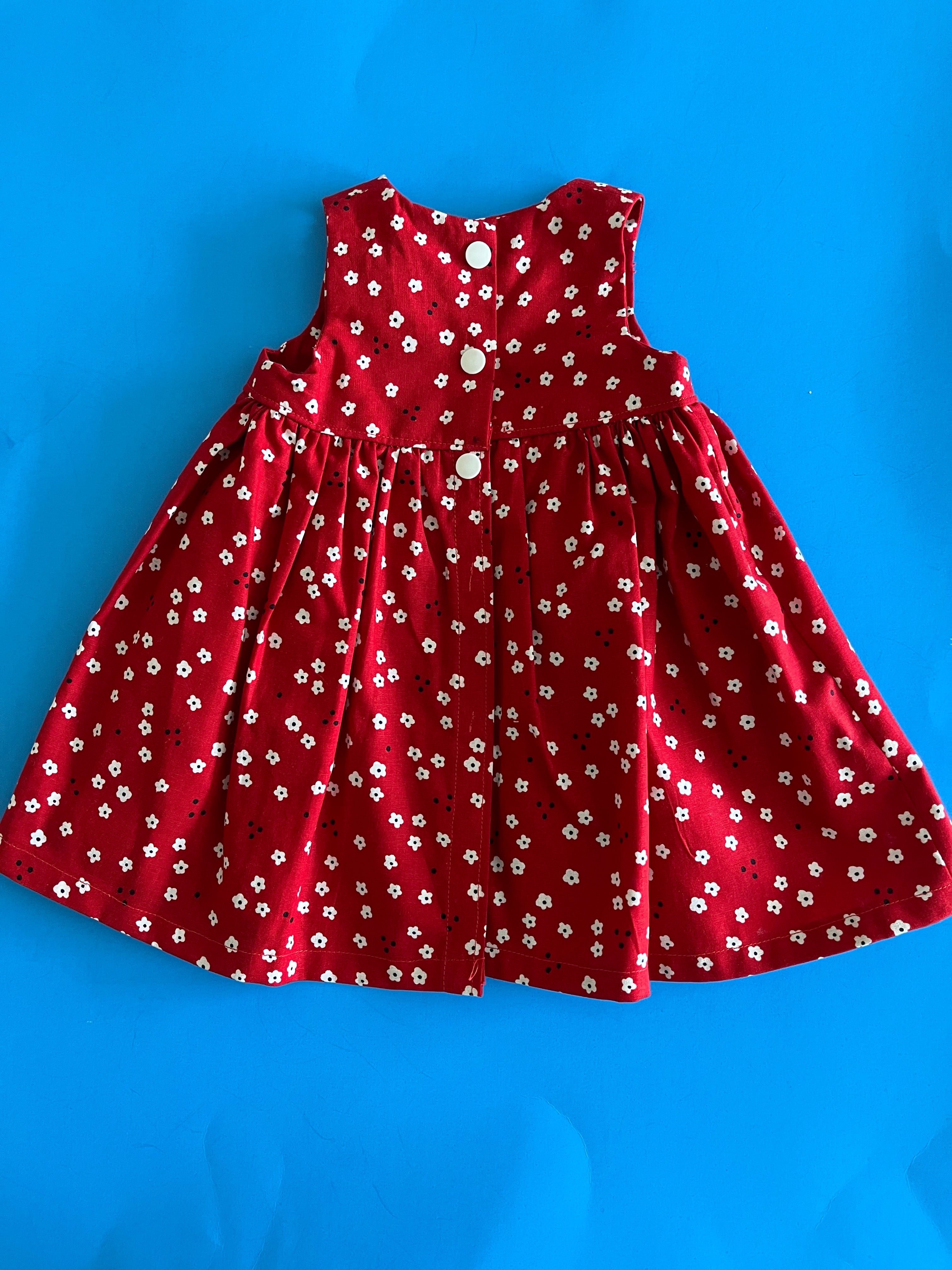 Toddler Dress, Red w/ Wh Flower