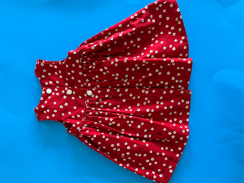 Child's Dress, Red w/ white Flowers