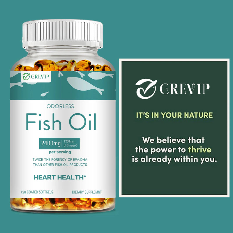 Omega-3 Fish Oil - Relieve Stress, Improves Memory,Supports Brain, Cardiovascular Health, Rich in DHA and EPA - 120 Capsules