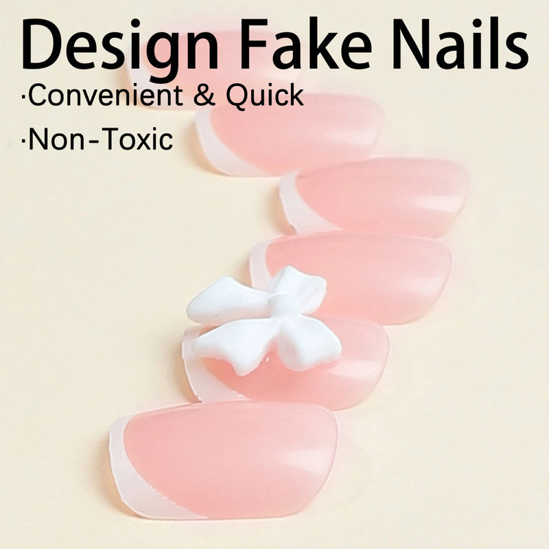 French Tips Press-on Nail Long Lasting Elegant Artificial Nail Manicure Art for Daily Lives Everyday Use