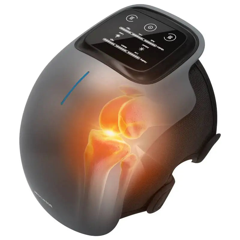 Cordless Knee Massager with Heat - 3 Heating Levels & 3 Vibration Modes for Arthritis Pain Relief, Adjustable Strap LED Display