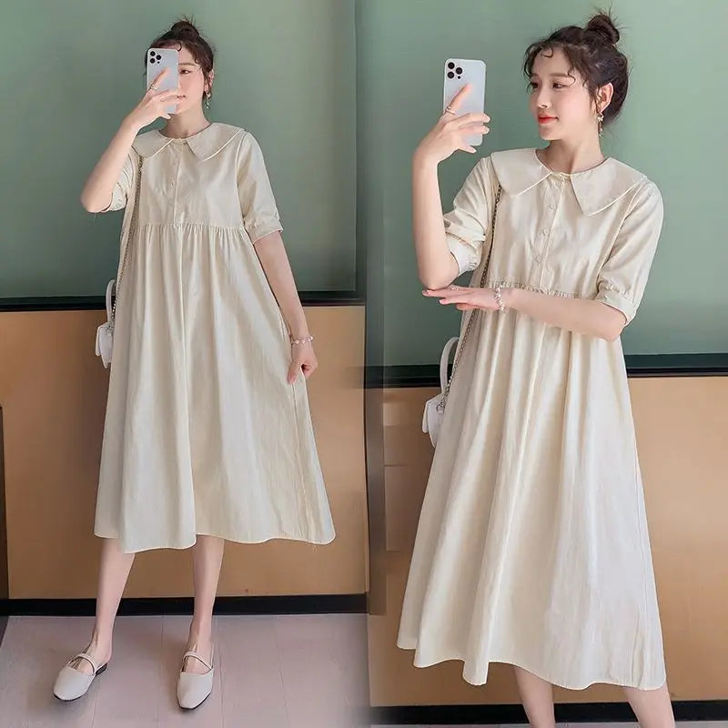 Spring Summer Maternity Dresses New Plus Size Maternity Loose Slim Dresses Maternity Summer Ladies Short Sleeve Dresses