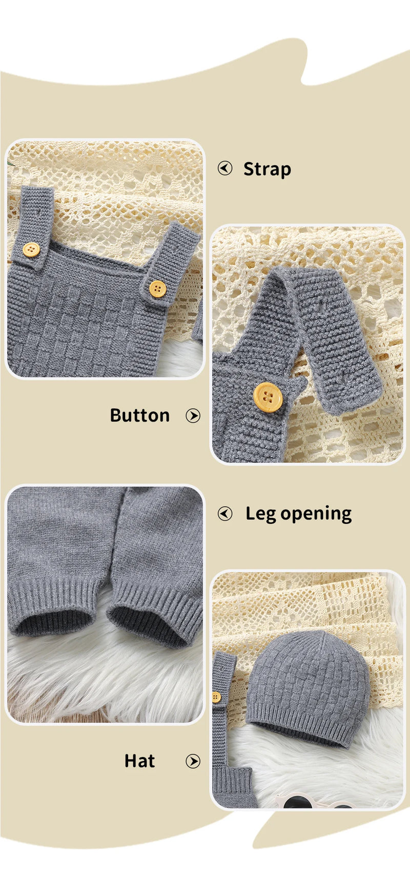 Baby Rompers Hats Clothing Sets 0-18m Fashion Solid Color Knitted Newborn Infantil Boys & Girls Jumpsuits Playsuits Outfits 2pcs