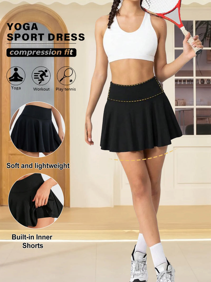 Women's  Tennis Skort  Athletic Quick-Dry Skirt with Built-in Shorts - Lightweight Sports Skorts for Training