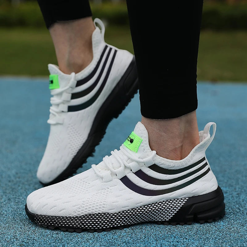 Awesome Women's Athletic Sneakers Elastic Knit for Comfort Reflective Stripes for Style Ideal for Quick Errands Shoes for Women