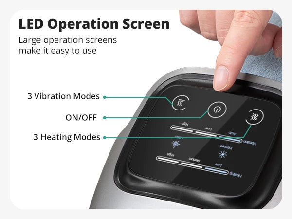 Cordless Knee Massager with Heat - 3 Heating Levels & 3 Vibration Modes for Arthritis Pain Relief, Adjustable Strap LED Display