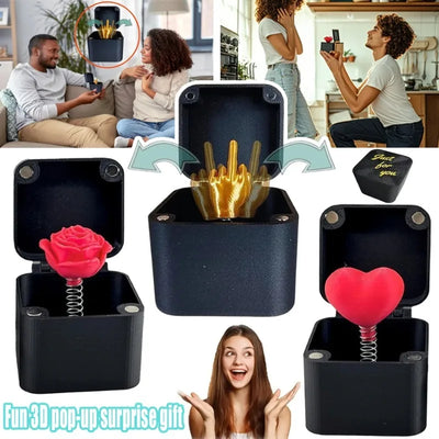 Creative Gift Middle Finger in The Box Holiday Party Fun Prank Gift Pop-up Love Rose Christmas Gift Adult White Elephant Gift