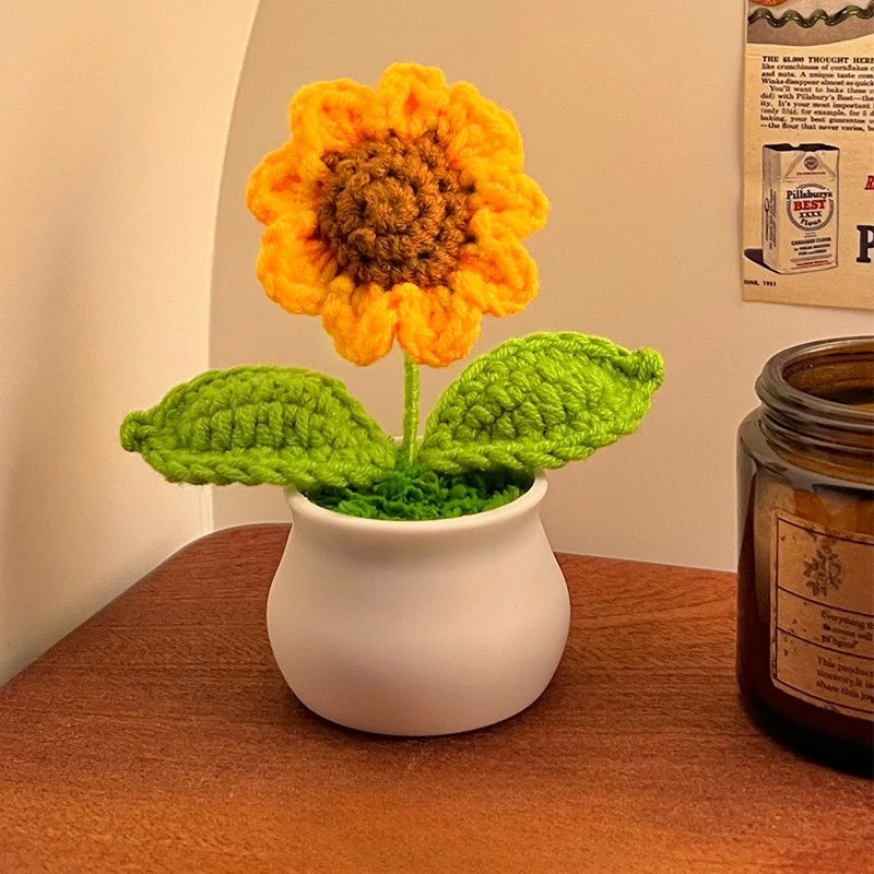 Birthday Gift Creative Girl To Send Girlfriends Car Knickknacks Table Decoration Sunflower Bouquet Hand-woven Flowers