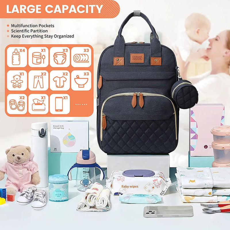 3 In 1 Diaper Bag Backpack Foldable Baby Bed