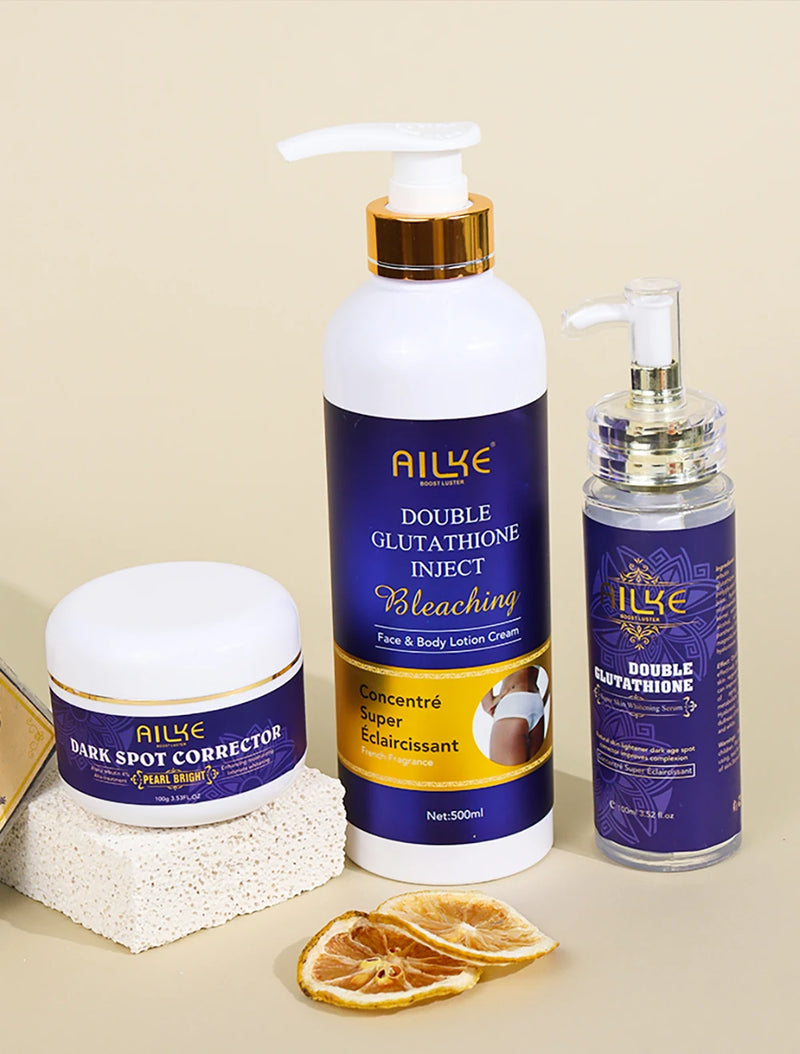 AILKE Glutathione 5-in-1 Women Skin Care Kit, With Body Lotion, Serum, Dark Spot Removal Cream, Body Cream, Brightening Soap