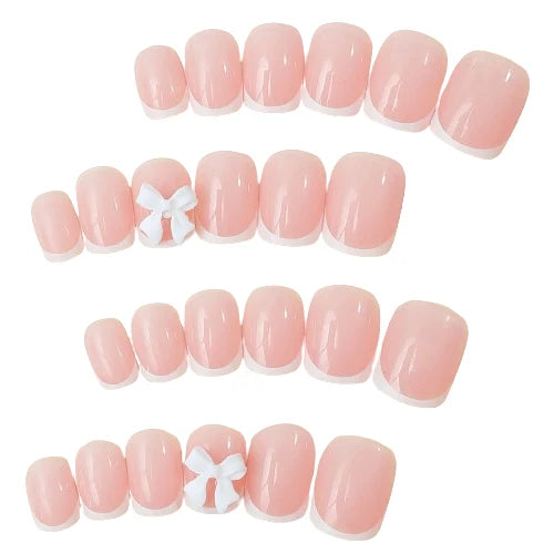 French Tips Press-on Nail Long Lasting Elegant Artificial Nail Manicure Art for Daily Lives Everyday Use