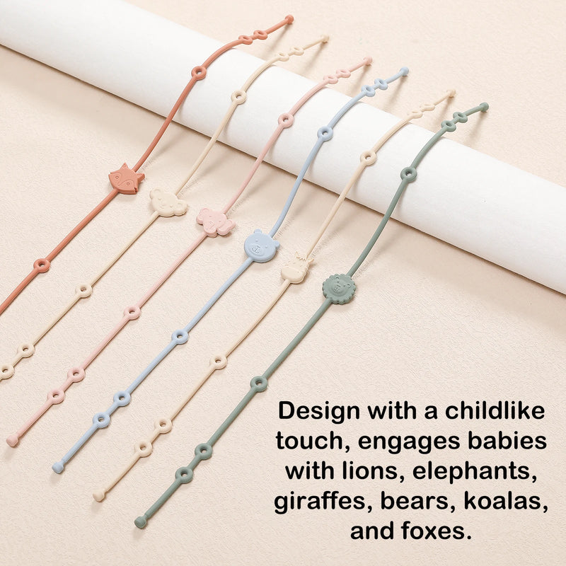 6pcs Baby Pacifier Clips Soft Silicone，Baby Toy Adjustable Infant Nipple Holder  Stroller Baby Accessories