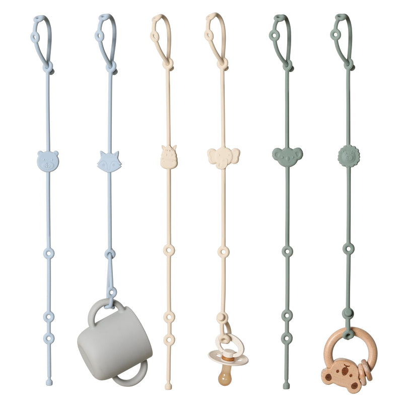 6pcs Baby Pacifier Clips Soft Silicone，Baby Toy Adjustable Infant Nipple Holder  Stroller Baby Accessories