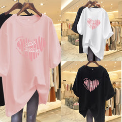 Summer T-Shirt Female Short-Sleeved Maternity Wear New Love Cotton Mid-Length Loose Maternity T-Shirt Sweater Maternity Tops