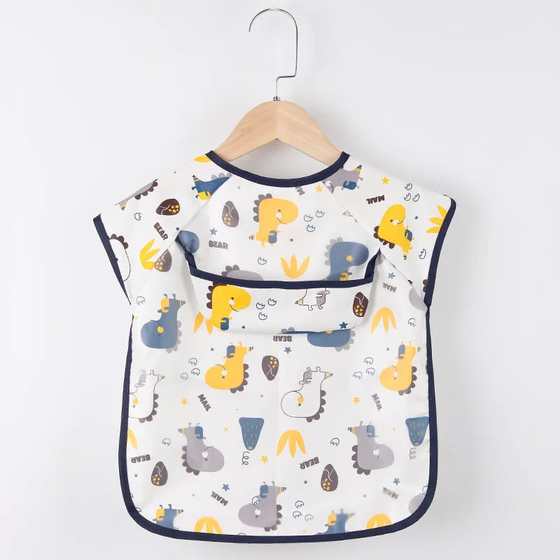 Infant Baby Bibs Cartoon Short Sleeve Feeding Bib Baby Accessories for 0-4 Years