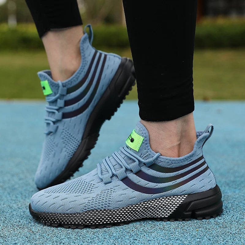 Awesome Women's Athletic Sneakers Elastic Knit for Comfort Reflective Stripes for Style Ideal for Quick Errands Shoes for Women
