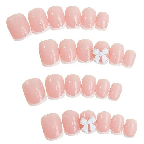 French Tips Press-on Nail Long Lasting Elegant Artificial Nail Manicure Art for Daily Lives Everyday Use