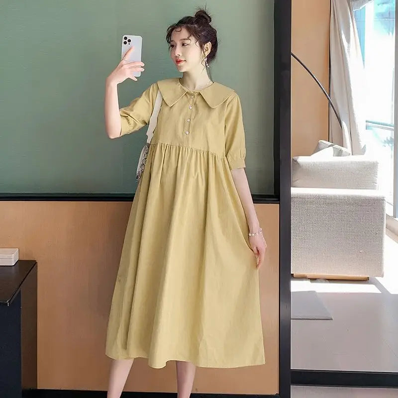 Spring Summer Maternity Dresses New Plus Size Maternity Loose Slim Dresses Maternity Summer Ladies Short Sleeve Dresses