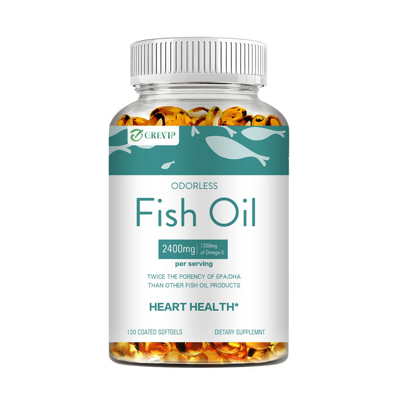 Omega-3 Fish Oil - Relieve Stress, Improves Memory,Supports Brain, Cardiovascular Health, Rich in DHA and EPA - 120 Capsules
