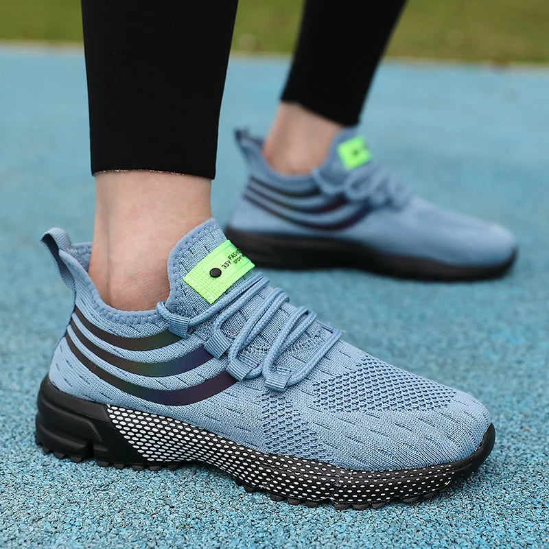 Awesome Women's Athletic Sneakers Elastic Knit for Comfort Reflective Stripes for Style Ideal for Quick Errands Shoes for Women