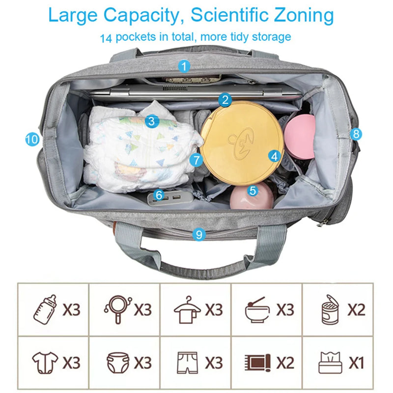 Large Size Backpack Baby Diaper Bag with Pacifier Bag
