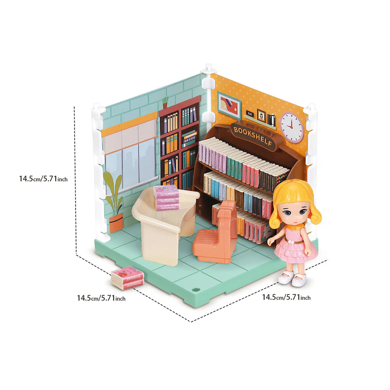 Children's house play toy set, realistic bedroom, bathroom, kitchen and study furniture, birthday gift