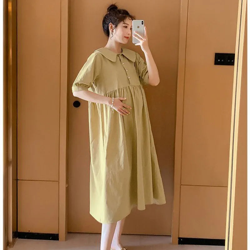 Spring Summer Maternity Dresses New Plus Size Maternity Loose Slim Dresses Maternity Summer Ladies Short Sleeve Dresses