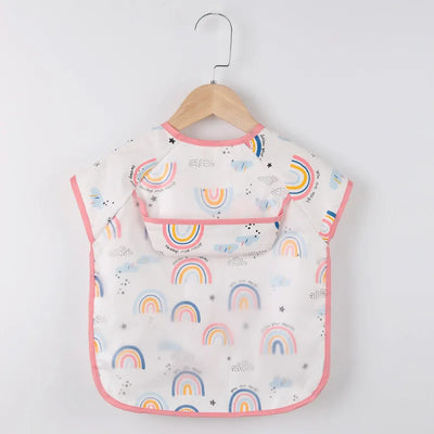 Infant Baby Bibs Cartoon Short Sleeve Feeding Bib Baby Accessories for 0-4 Years