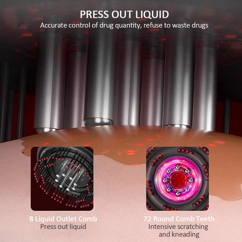 Electric Vibration Massage Comb Red Light Therapy Hair Growth Massage Scalp Brush Anti Hair Loss Liquid Oil Applicator Hair Care