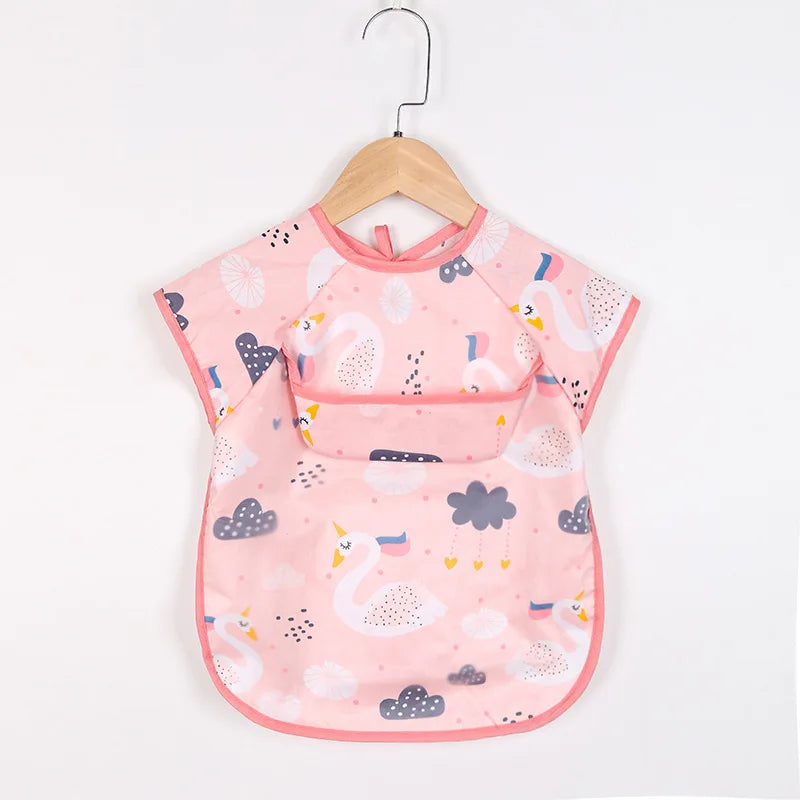 Infant Baby Bibs Cartoon Short Sleeve Feeding Bib Baby Accessories for 0-4 Years